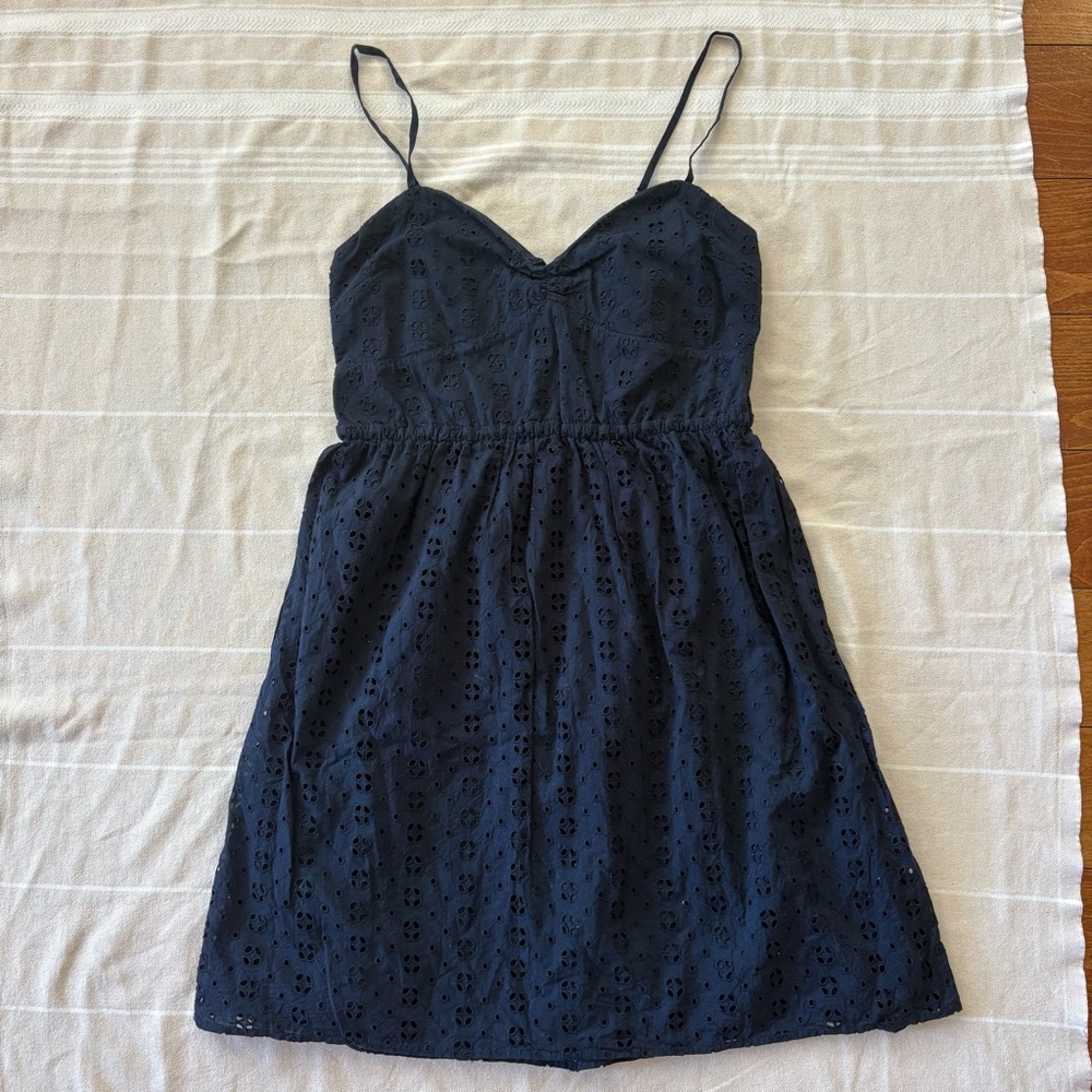 J. Crew Navy Eyelet Mini Dress